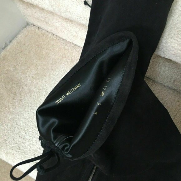 STUART WEITZMAN Ledyland Black Suede OTK Over Knee Block High Heel Boots 9 New - Picture 7 of 9
